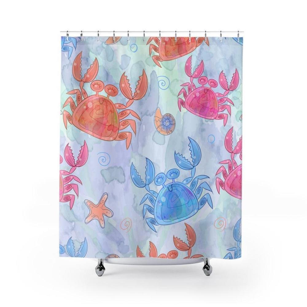 Cute Crabs Pattern Stylish Design 71" x 74" Elegant Waterproof Shower Curtain fo